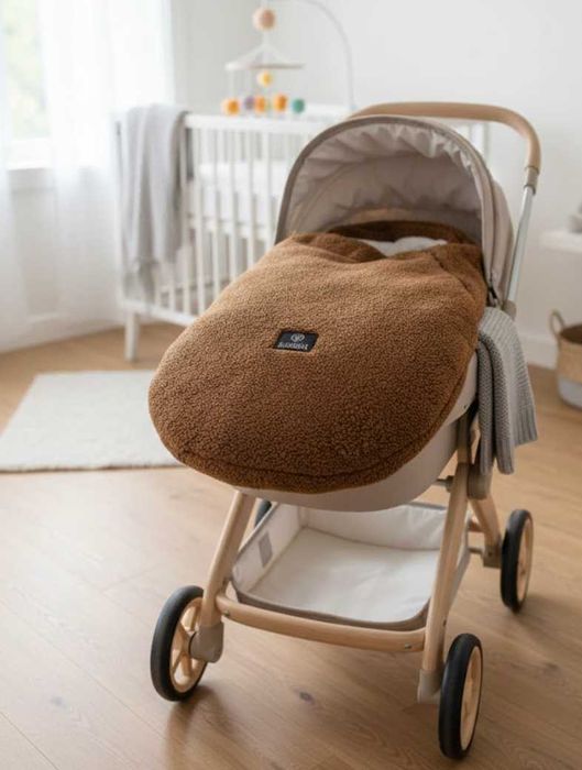 Piękny śpiworek do wózka Alpaka Toffy MAKASZKA z Misia / Bouclé