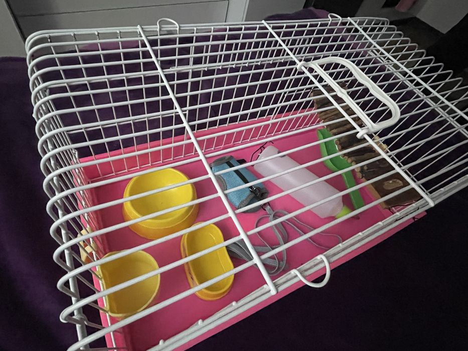 Клітка для щура/хомʼяка + набір аксесуарів(поїлка,миски,повідок,міст)