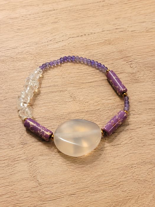 Bransoletka z agatem, jaspisem i ametystem handmade