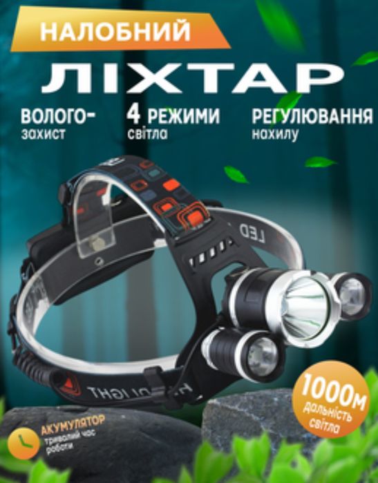 Фонарь налобный Bailong, мощный и практичный, 2 варианта