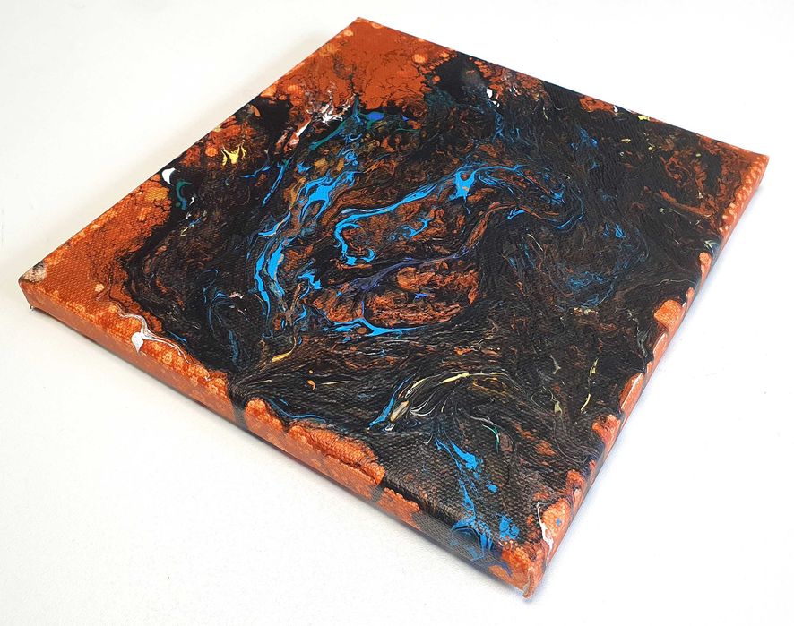 Obraz " Blue Shadow" technika  "Medium Pouring" 20x20 cm