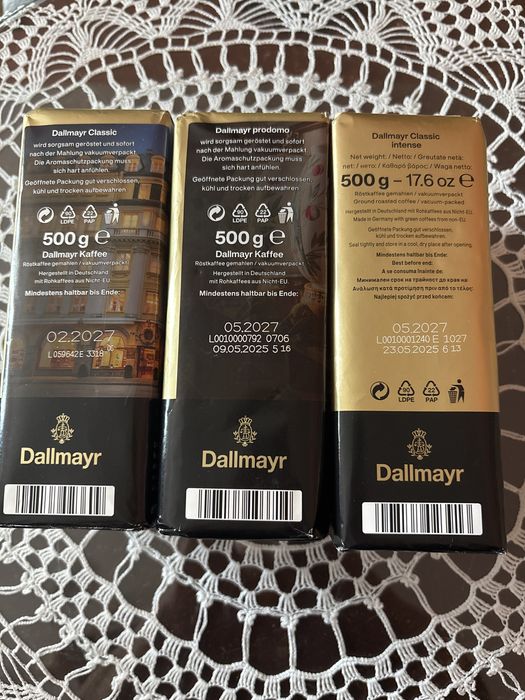 Kawa mielona Dallmayr  Classic , Prodomo i Intense 3 x 500 g plus gratis