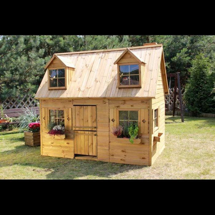 Piętrowy drewniany domek ogrodowy dla dzieci Maria