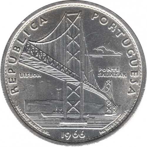 Moeda 20$00 prata 1966 Ponte de Salazar