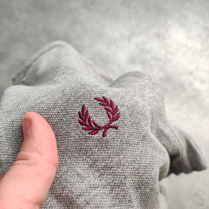 MĘSKA Koszulka PREMIUM szara Haft Logo Fred Perry Bawełna Elegancka
