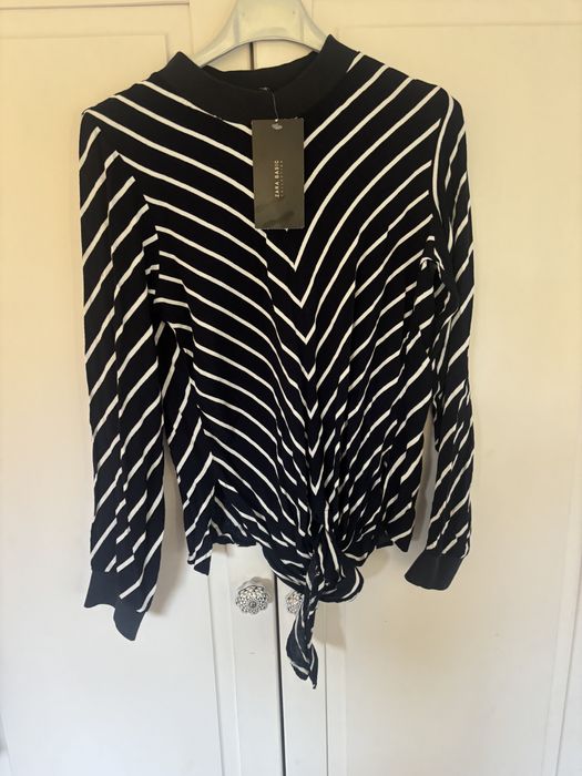 Zara basic sweterek bluzka w paski sweter ze ściągaczami viscose