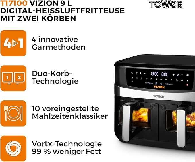 Tower T17100 Vortx Vizion 9L frytkownica powietrzna z cyfrowym panelem