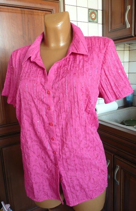 BM COLLECTION malinowa bluzka cekiny 48 50 w centki