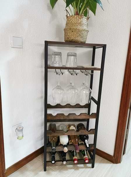 Garrafeira para vinho, copos e duas prateleiras extra 41,5 x24 x100 cm