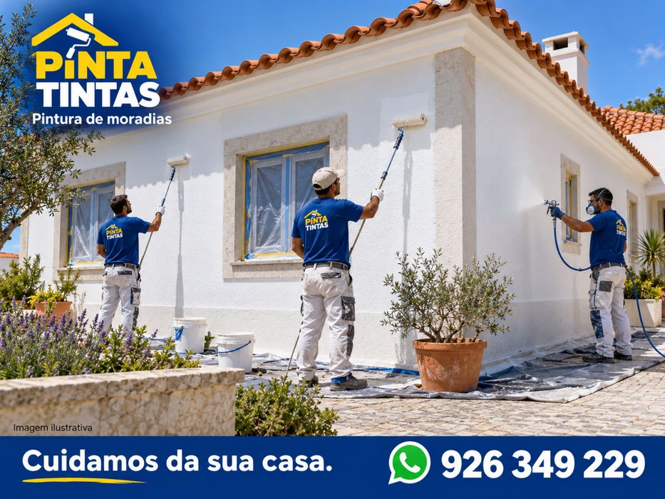 Pintura de fachadas de moradias com preparação e limpeza - Pintores profissionais Portugal