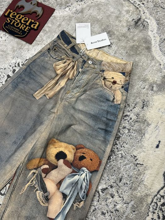 Джинсы acne studios акне студио loose fit jeans 1981 широкие джинсы print archive baggy архив