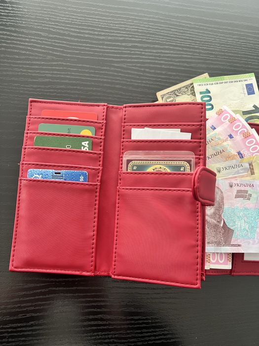 Гаманець червоний жіночий із нейлону , тканини