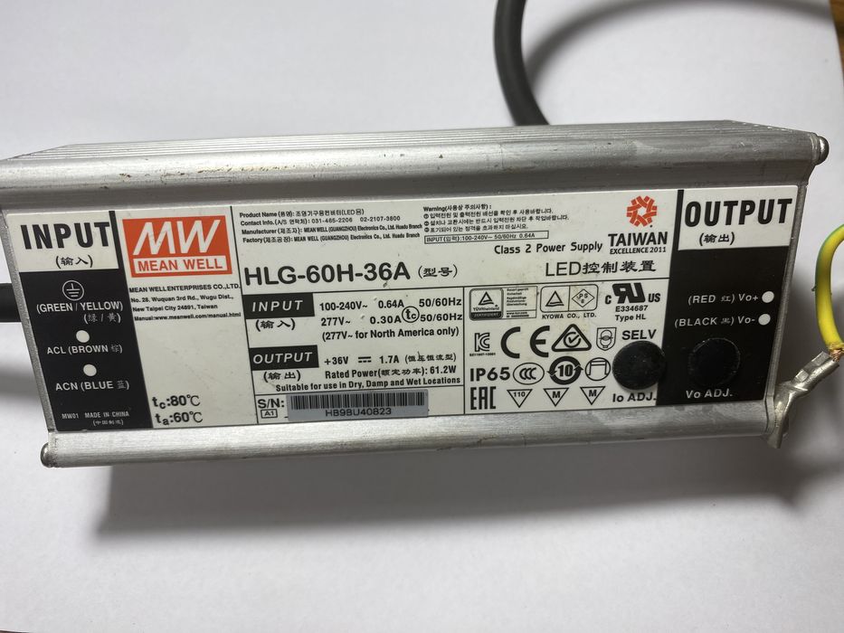 HLG-60H-36A Zasilacz LED 60W 36V 1.7A