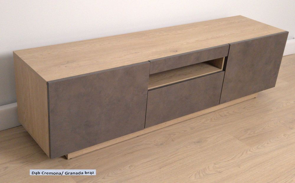 Szafka RTV komoda AURA 150 cm dąb Cremona / Granada brąz stojąca