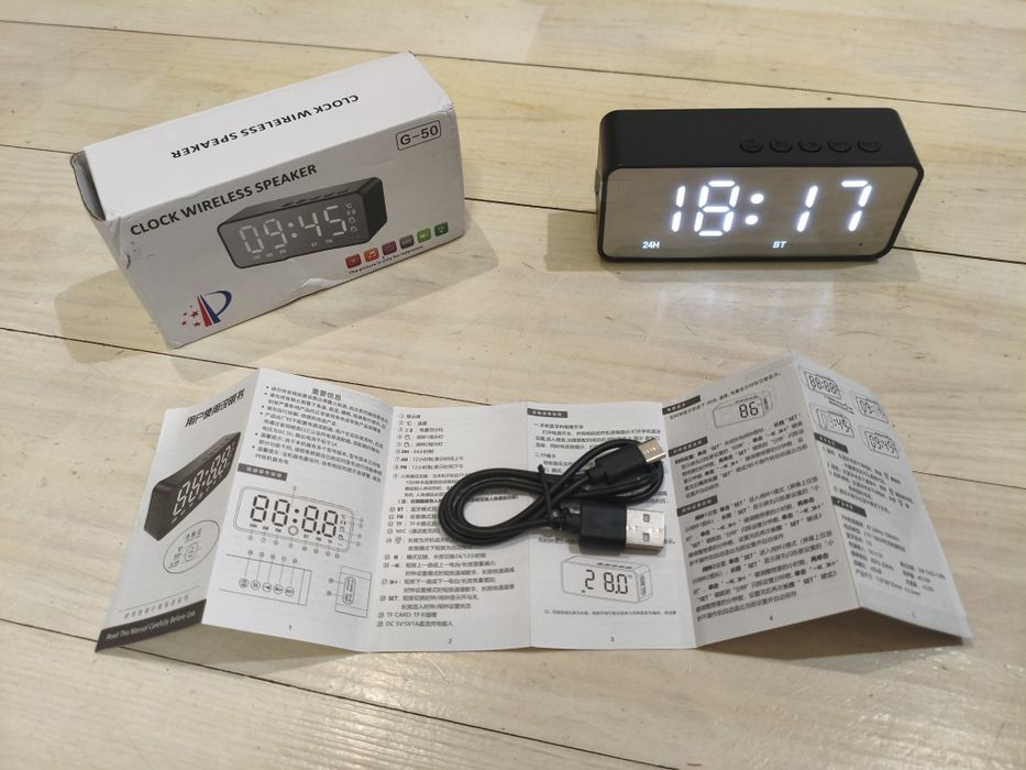 Часы Bluetooth динамик-колонка, температура, встроенный  аккумулятор