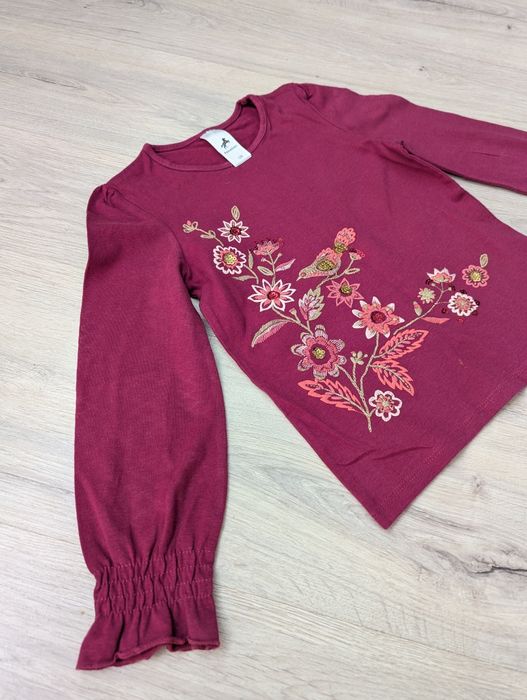Bluzka C&A z haftem rozm.128 burgundowa
