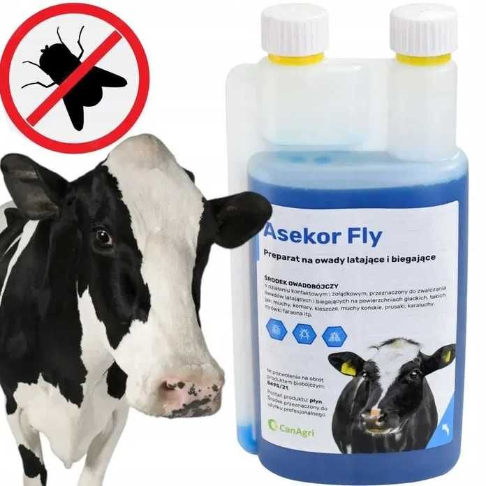 NAJSKUTECZNIEJSZY Preparat na owady MUCHY ASEKOR FLY, niebieski, 1 L