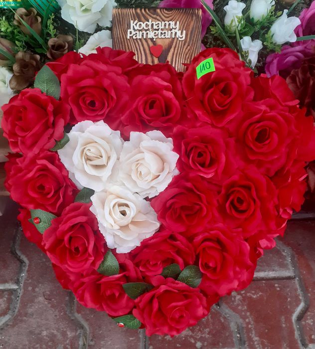 Serce stroik na grób 40cm różne