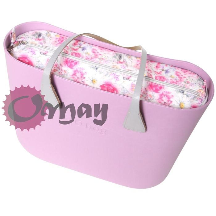 organizer OBAG STANDARD kwiaty różyczki różowe szary wkład OMAY