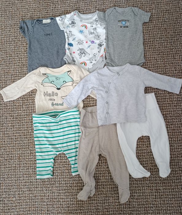 Zestaw ubranek niemowlęcych 56-62 body kaftanik półśpiochy