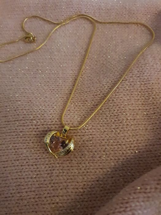 Złoty Łańcuszek z Sercem 3D Prezent Walentynki Dzień Kobiet Urodziny