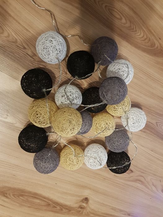 Girlanda, lampki, cotton balls, Handmade, ręcznie robione