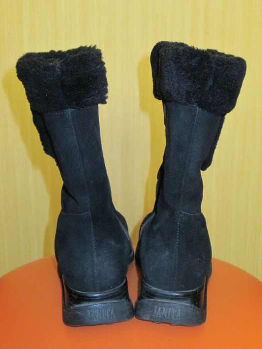 Сапоги женские Финляндия, натуральная замша и мех овчина р.35-36