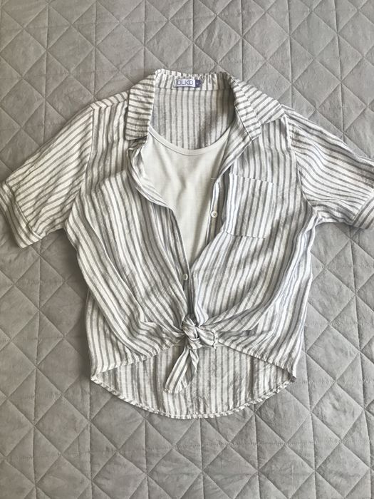 Lekka koszulka biała + paski