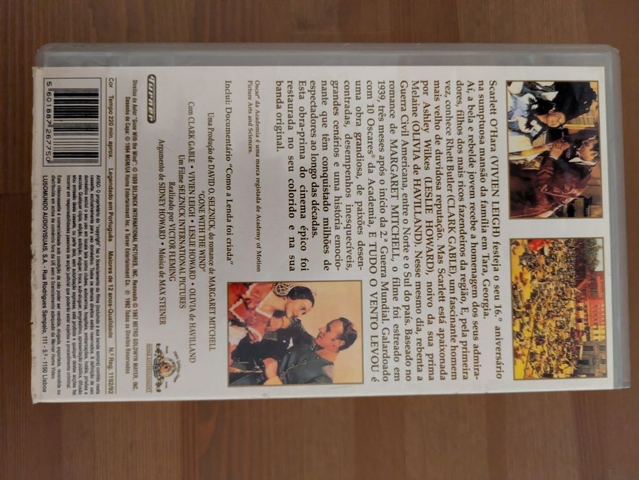 Duplo VHS " E tudo o vento Levou " 1939 (Opt. Estado)