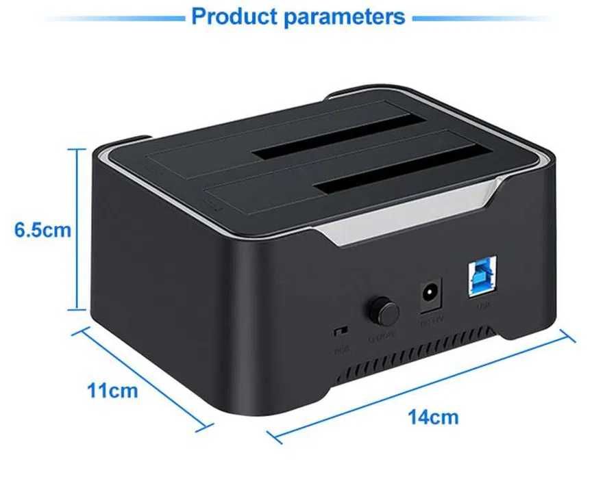 Dock HDD USB para Clonagem de Discos Rígidos SATA 2,5" e 3,5" NOVO