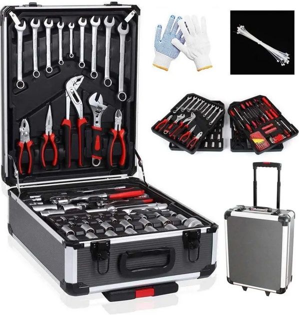 Набір інструментів 408 предм у валізі  чотирирівневий кейс з тріскачко