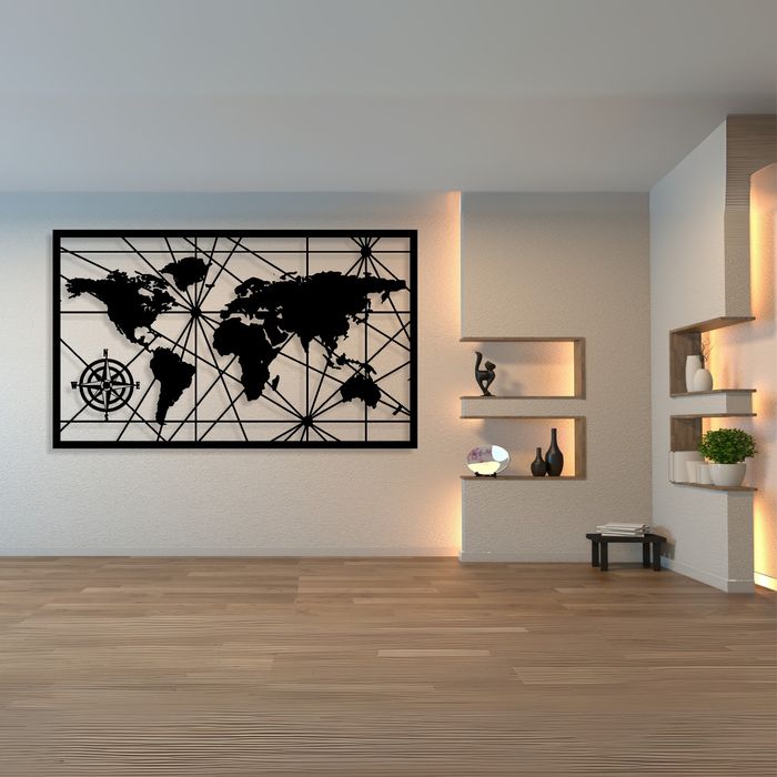 Mapa Świata 3D Obraz Ażurowy XXL Dekoracja Ścienna + Gratis