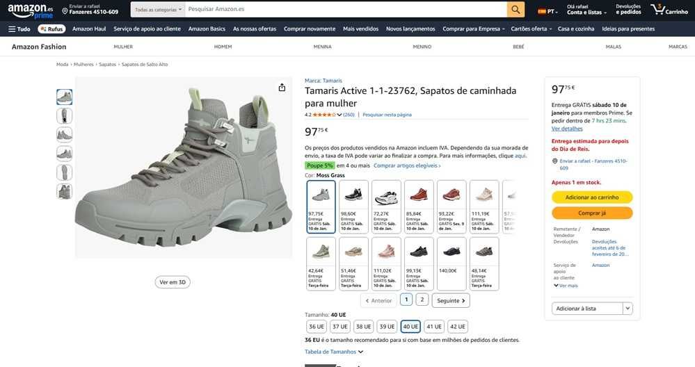Tamaris Active botas de caminhada mulher Tam 40