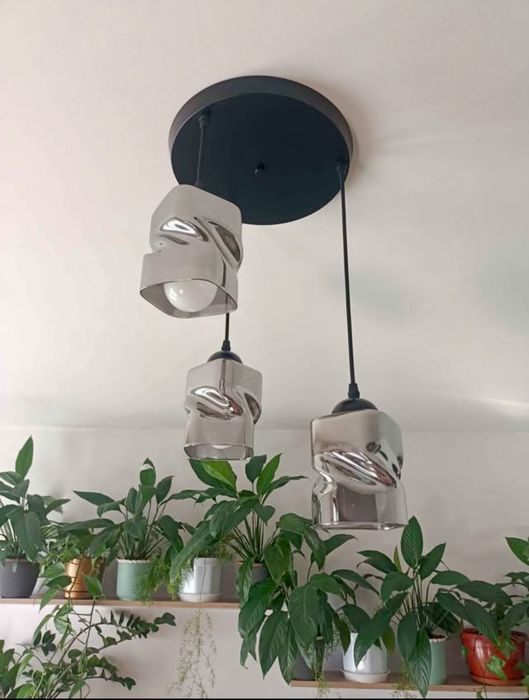 Szklany, lustrzany klosz do lampy lub żyrandola