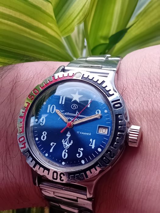 Часы Командирские 2416Б автоподзавод в нержавейки с браслетом СССР