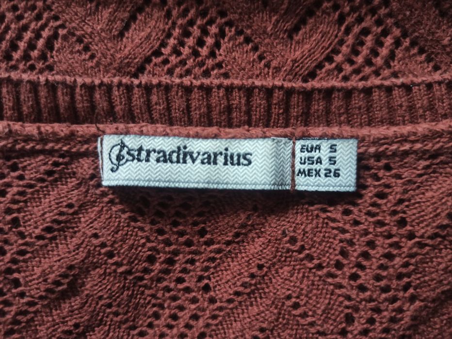 Sweter ażurowy Stradivarius rozm. S bawełna rękaw 3/4