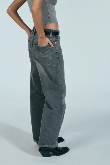 Джинси baggy balloon із середньою посадкою zara зара