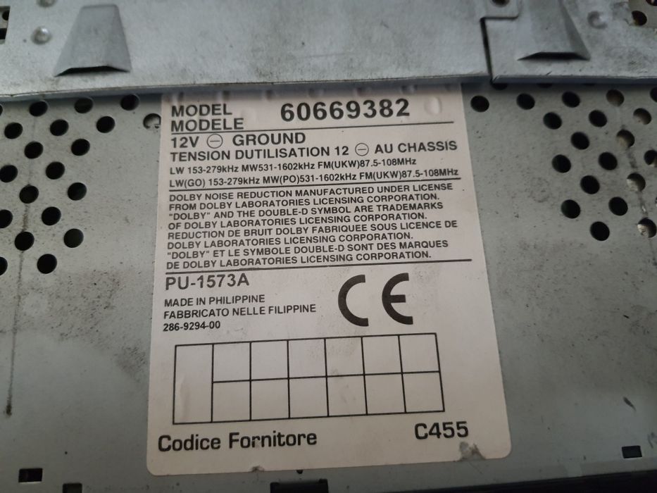 Radio samochodowe Clarion FIAT SEICENTO Klasyk Kaseta / PU-1573A  retro 60669382