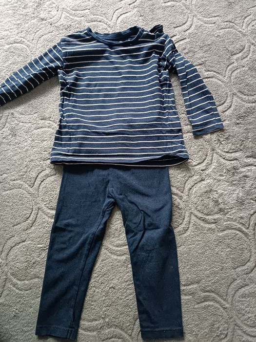 Zestaw chłopięcy H&M 86 granatowy spodnie i koszulka