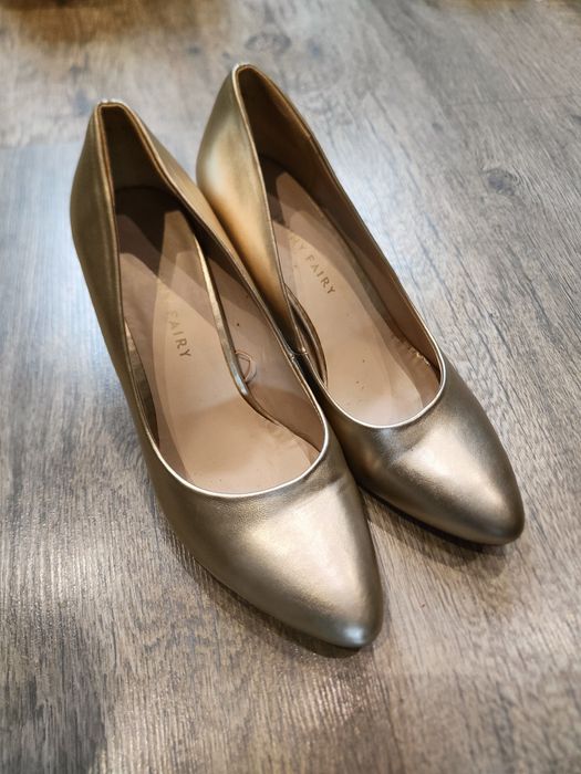 Buty szpilki złote 38,5