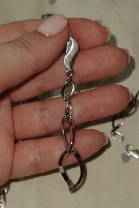 Срібний набір: браслет, кольє, сережки КЮЗ.