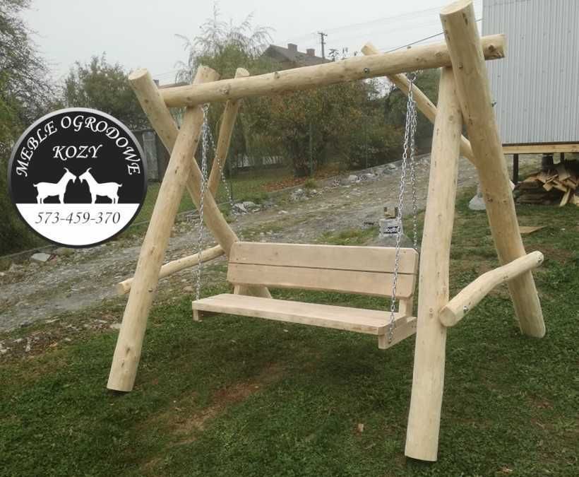 Drewniana huśtawka ogrodowa GRUBE BALE Plac zabaw Stelaż DO OGRODU