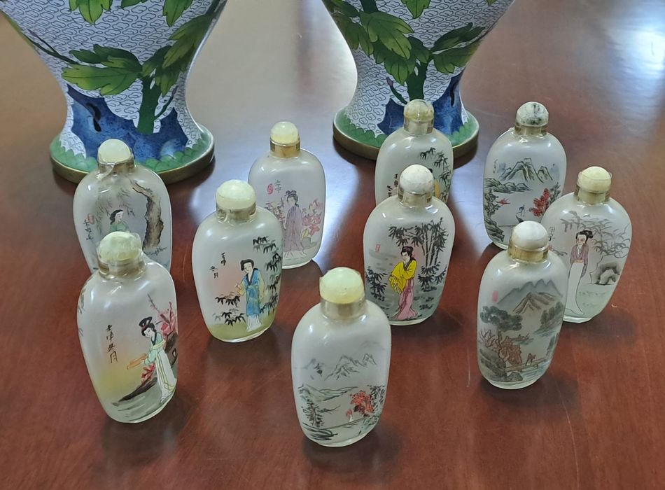 Coleção de frascos Rapé em vidro pintados a mão