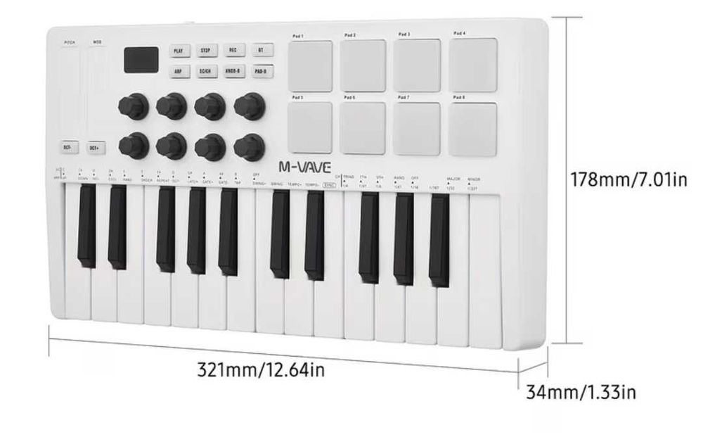 Міді-клавіатура MIDI-контролер M-VAVE SMK-25 Bluetooth