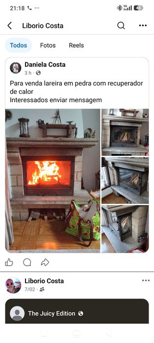 Lareira em pedra com recuperador de calor