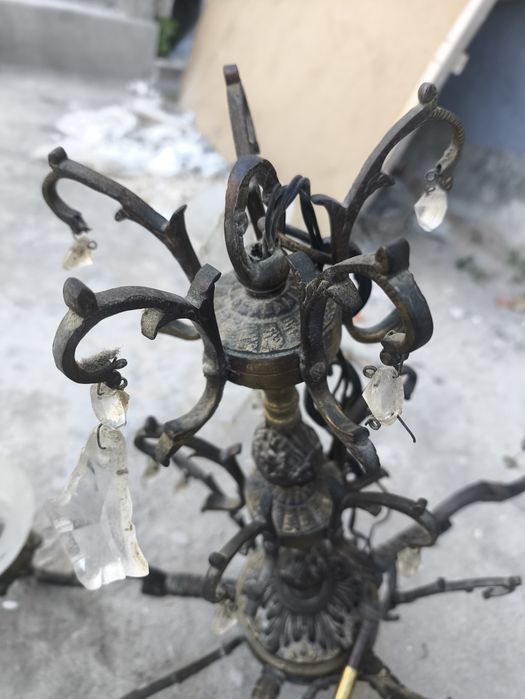 Candeeiro de teto vintage em metal com 5 luzes