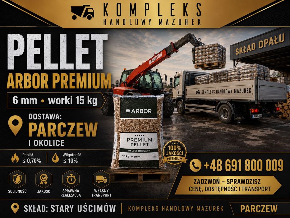 PELLET ARBOR Premium 6 mm | opał z dostawą węgiel, drewno, cement