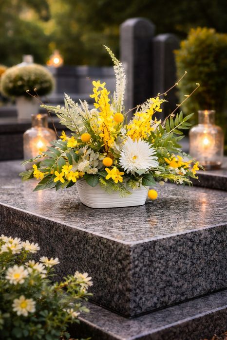 Duży stroik wielkanocny, wiosenny na cmentarz