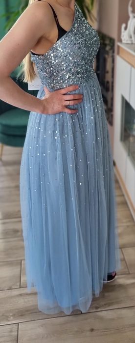 Maya deluxe cekiny tiul  nowa ML niebieska