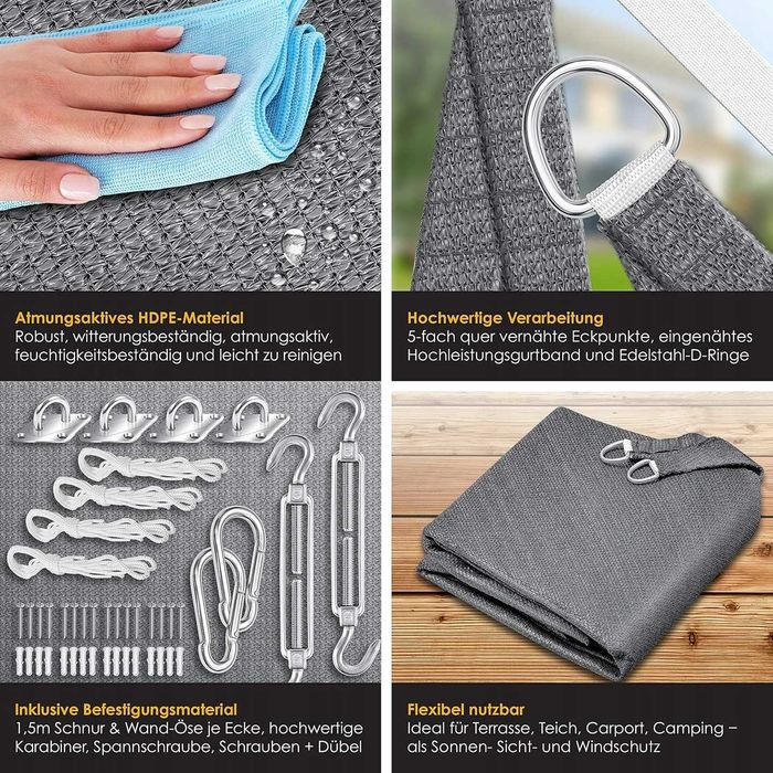 Żagiel ogrodowy tarasowy 400 x 200 cm tkanina